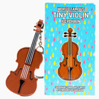 DR DINGUS World's Smallest Violin keychain front view showing glossy brown plastic miniature instrument body