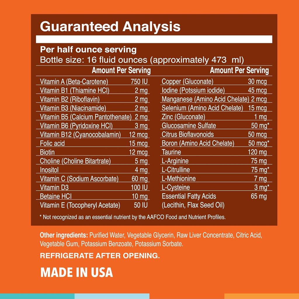 Authentic USA sourced Nusentia Spectrin cat vitamin bottle packaging overview