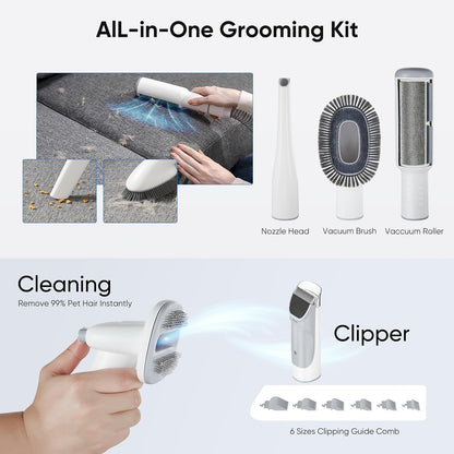 Newbulig cordless pet clippers and attachment combs for home pet grooming.