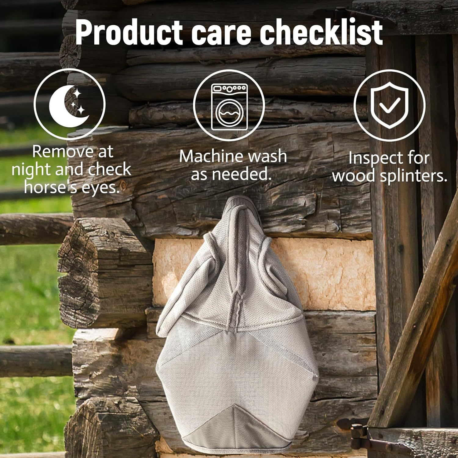 Raelitego horse fly mask showing ear coverage and eye clearance