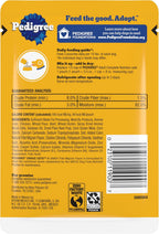 Pedigree wet dog food chunks in savory gravy texture shot