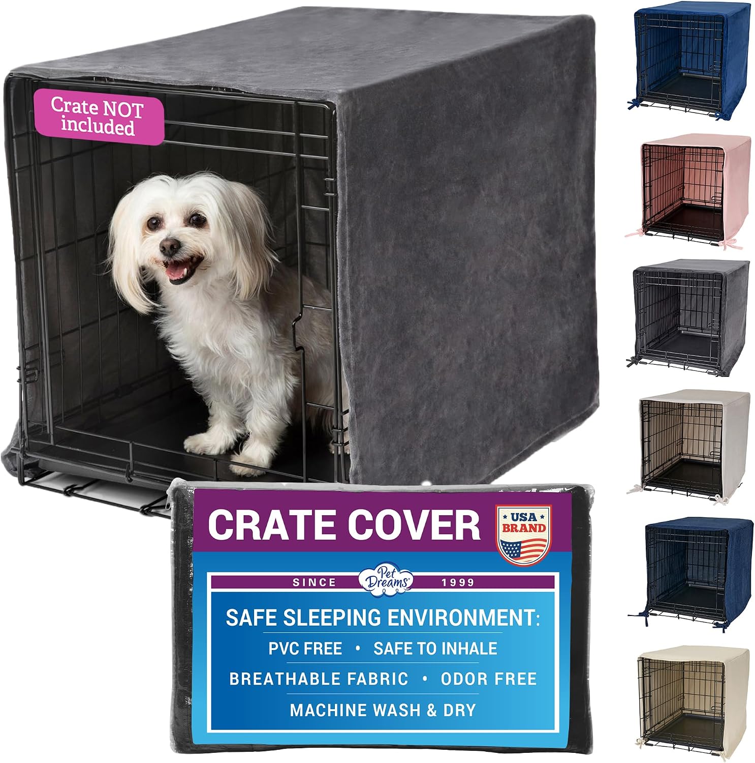 Pet Dreams Dog Crate Cover - Breathable Fabric Kennel Topper for Double-Door Crates, Fits iCrate Dog Cages 18, 24, 30, 36, 42, 48 Inches (Ivory, Medium, 30") - Image 10
