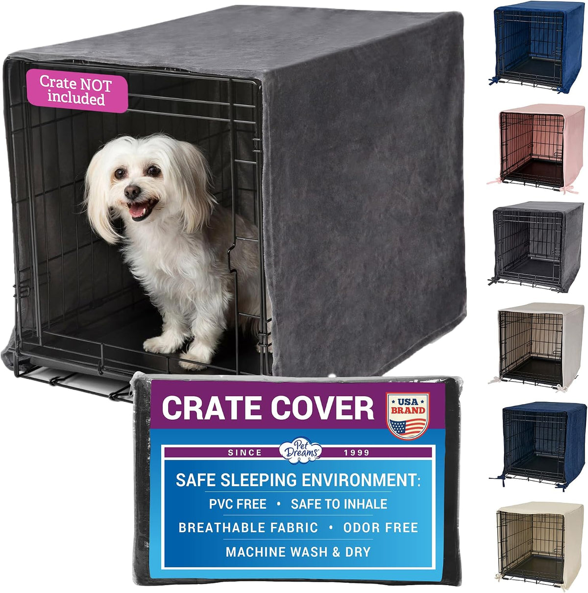 Pet Dreams Dog Crate Cover - Breathable Fabric Kennel Topper for Double-Door Crates, Fits iCrate Dog Cages 18, 24, 30, 36, 42, 48 Inches (Ivory, Medium, 30") - Image 10