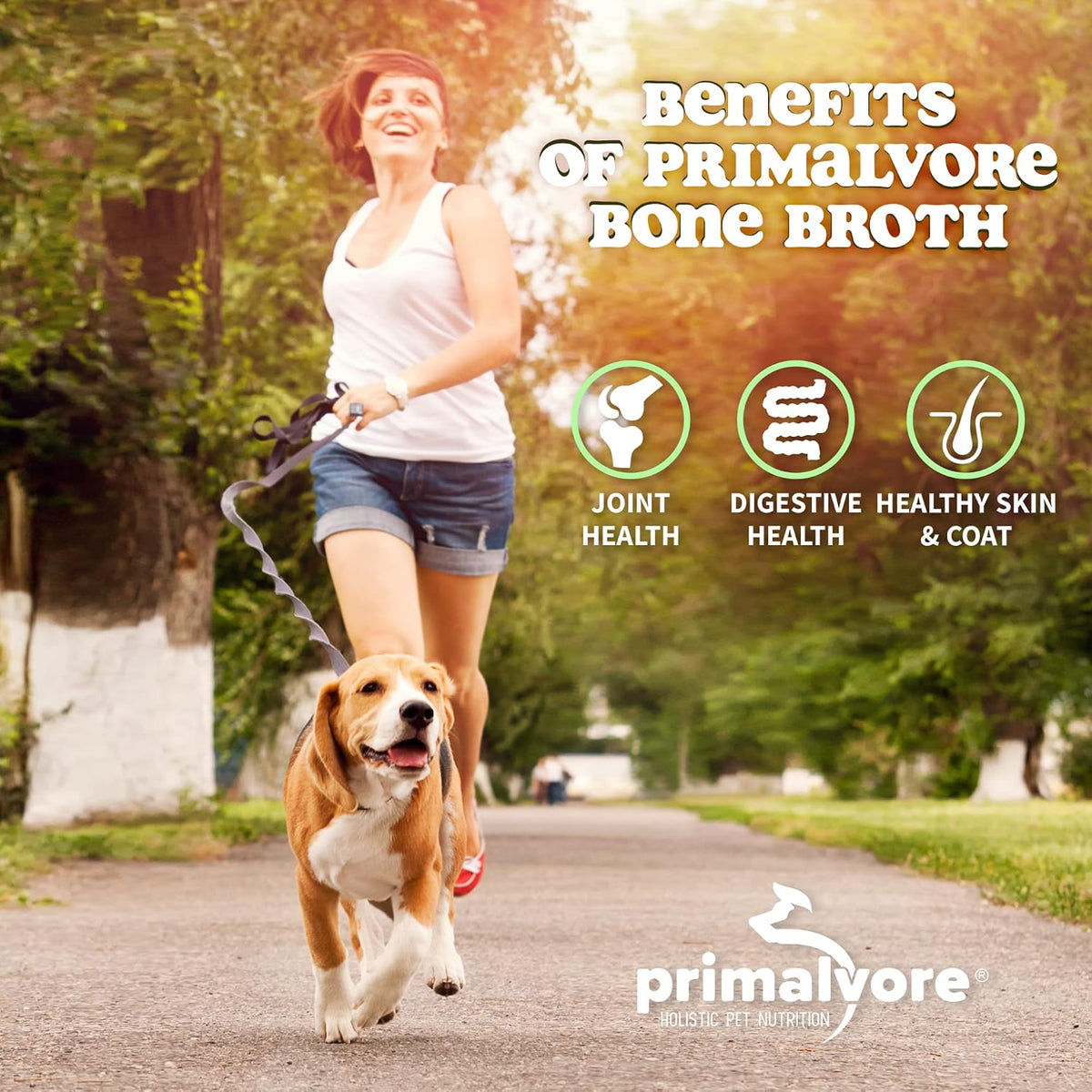 Primalvore chicken bone broth packaging showing joint and digestion benefits