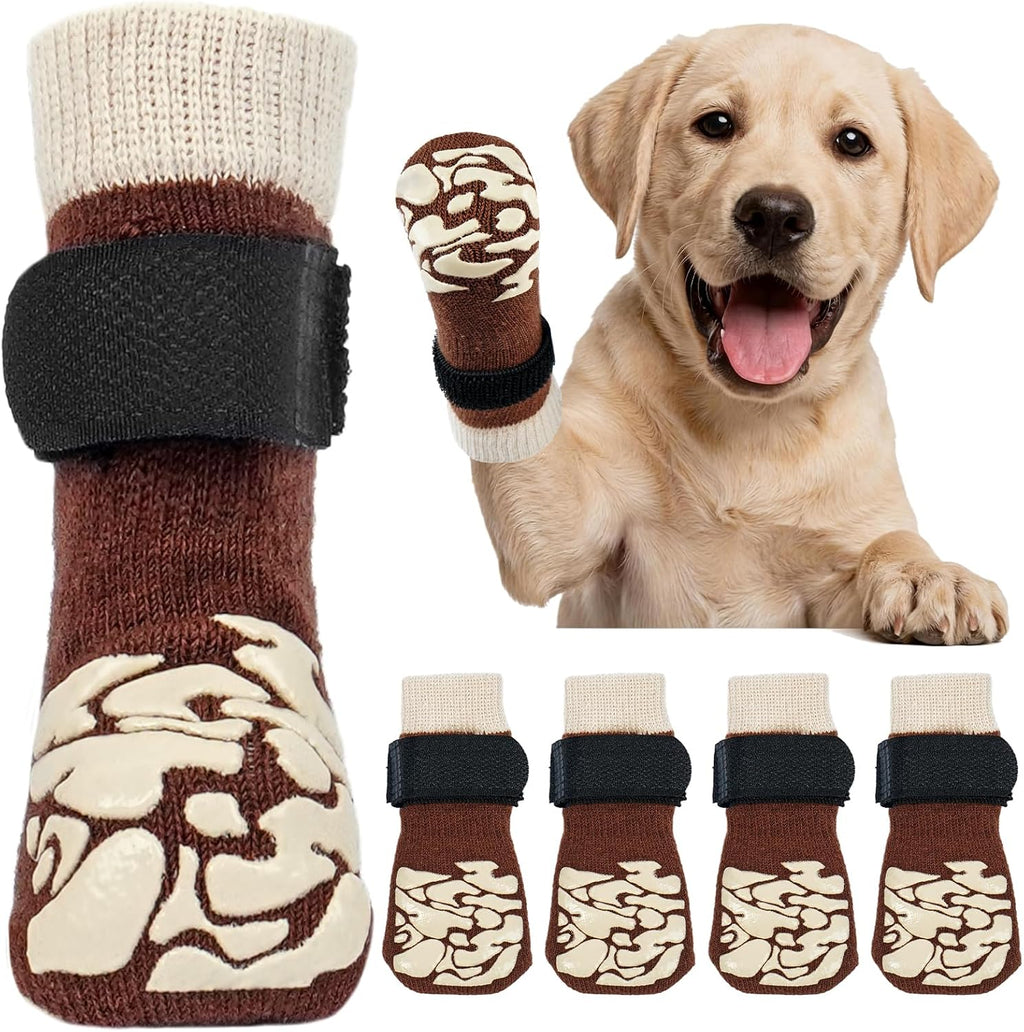 Kuoser non-slip dog socks front view showing paw grips