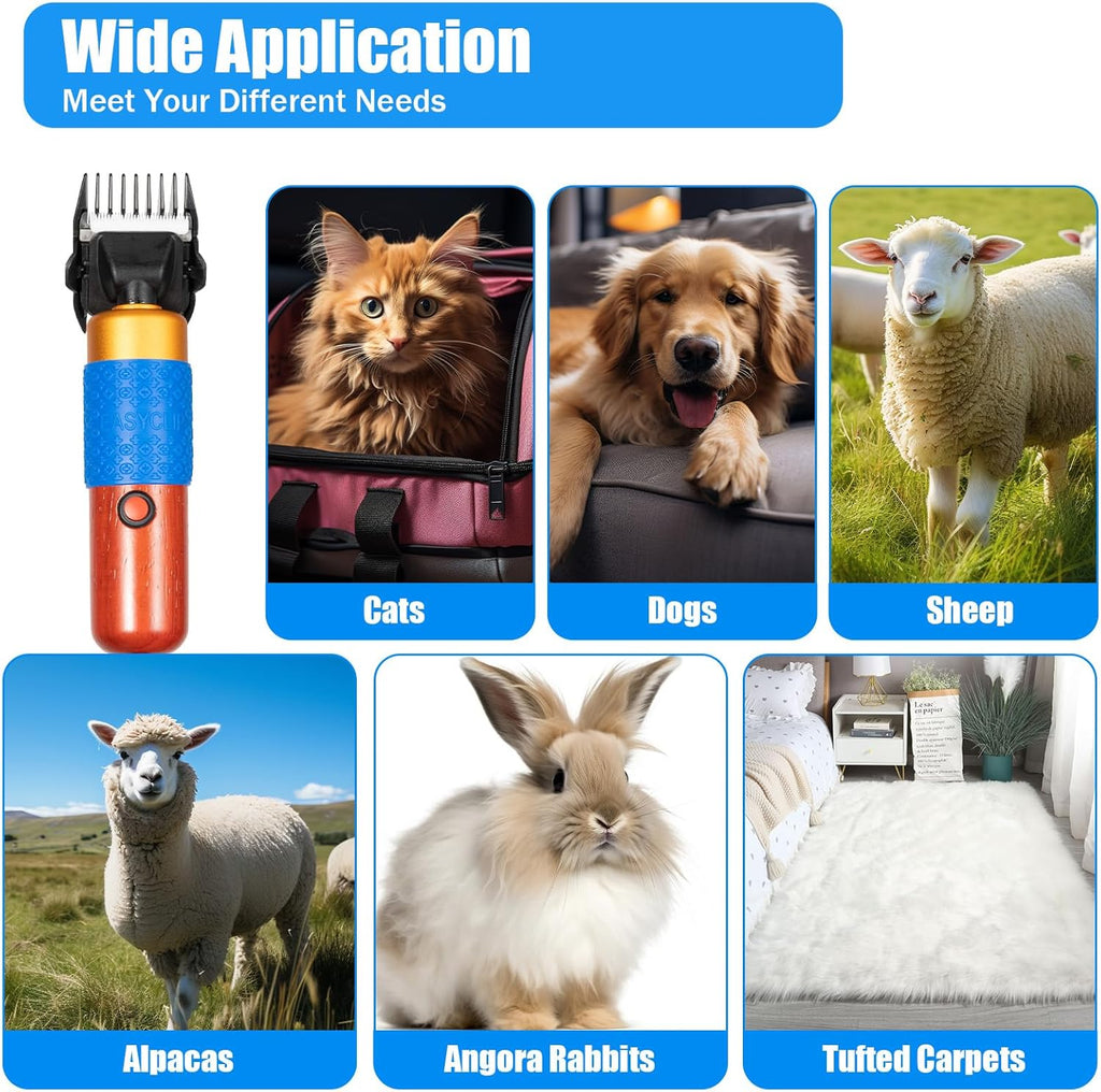 KPfaster 10ft Sheep Shears, with Plug & 2 Blades 200W Electric Clippers Animal Shave Grooming Farm for Dogs Cat Goat Alpaca, Llamas, Angora Rabbits Shearing Hand Piece Cutter Livestock Pet Supplies - Image 7