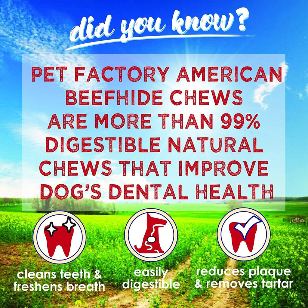 Pet Factory American beefhide natural dog treats ingredients info