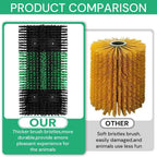 Livestock brush mounted on a wooden fence post