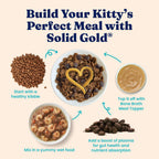 Solid Gold NutrientBoost cat food topper with kibble serving example