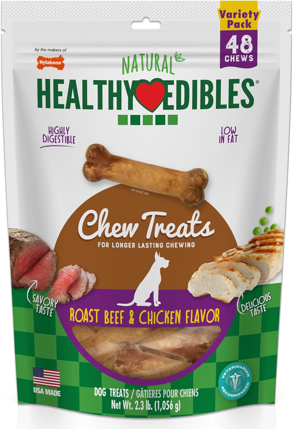 Nylabone Healthy Edibles Natural Chews, Long Lasting Dog Bones, Healthy Dog Treats, Bacon Flavor, X-Small (8 Count) - Image 13