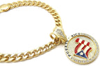 Icemond Puerto Rican flag medallion hip hop style pet necklace accessory side angle