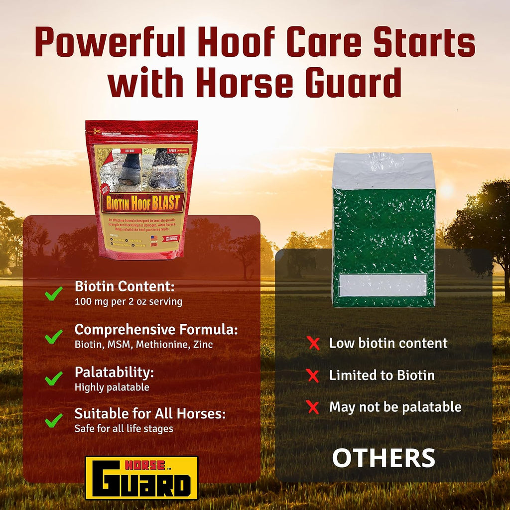 Horse Guard equine hoof blast formula ingredients and dosage text