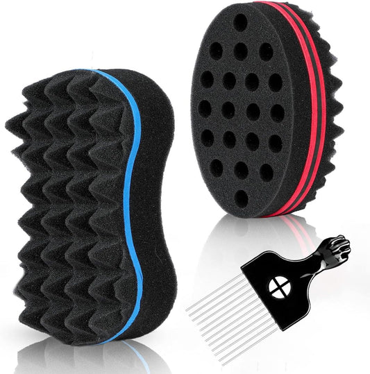 Supaze 3 Piece Hair Styling Set with sponges and metal pick