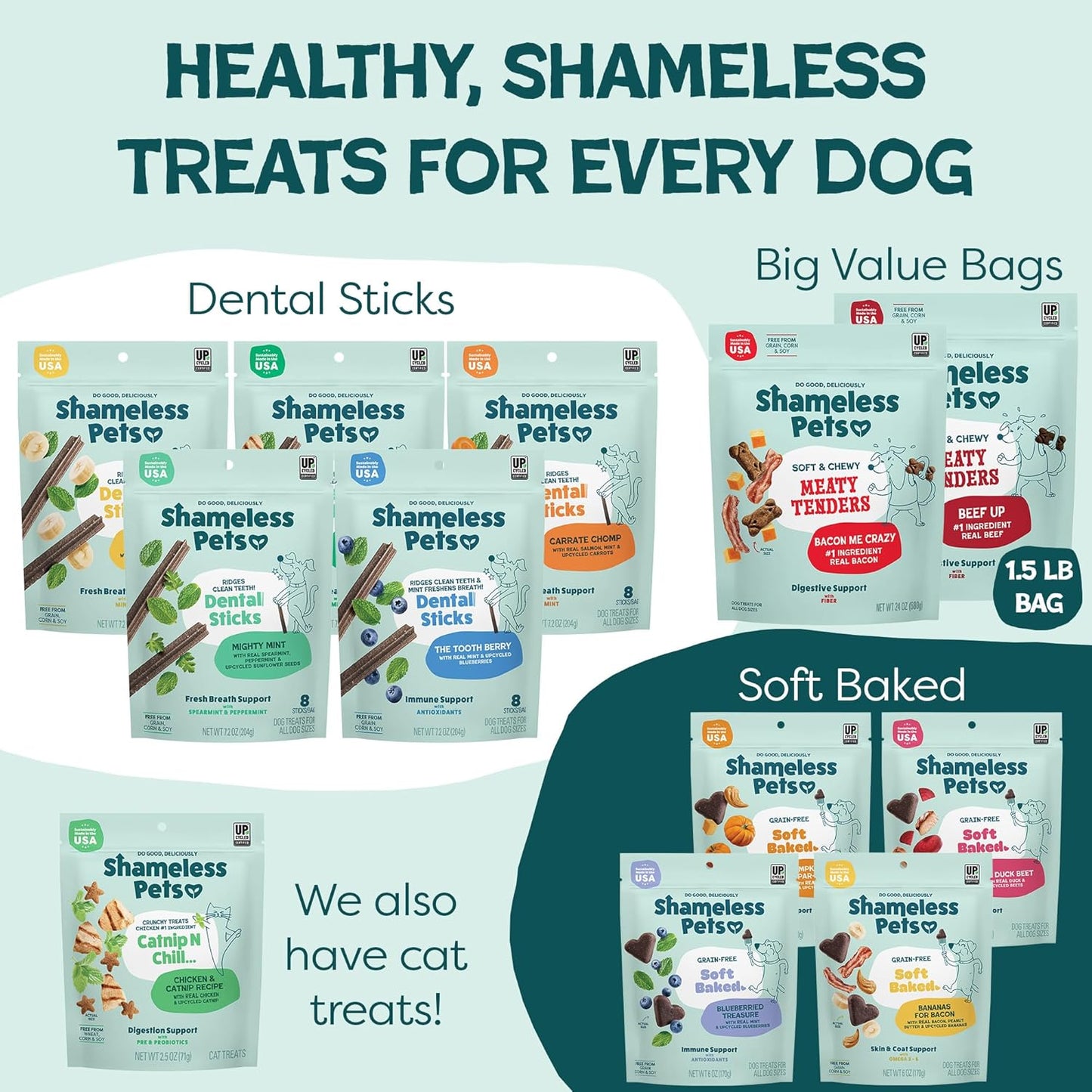Tender texture grain free allergy control dog snacks close up