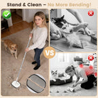 Adjustable long handle attached to static carpet rake head