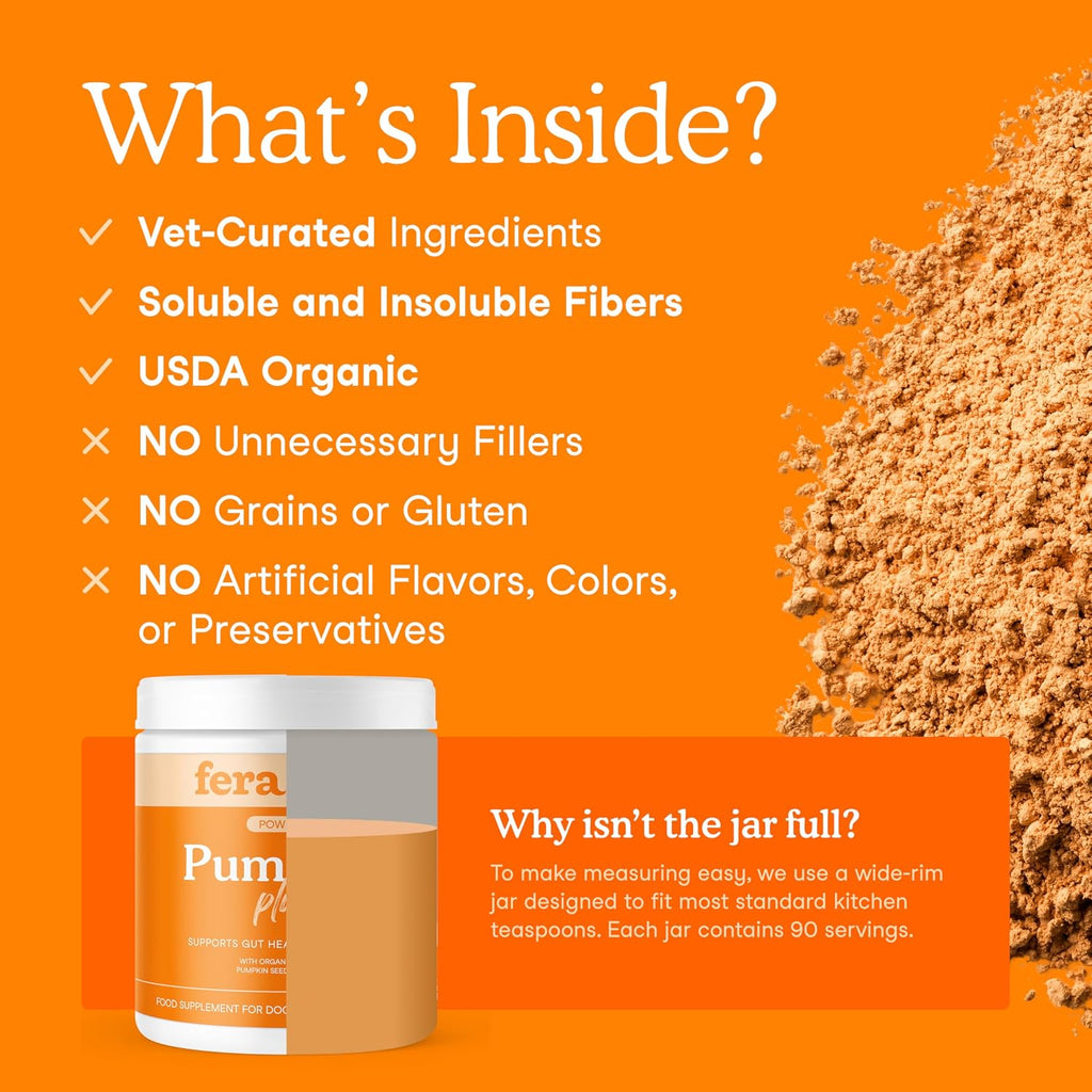 Scoop of Fera Pets pumpkin digestive powder for pets