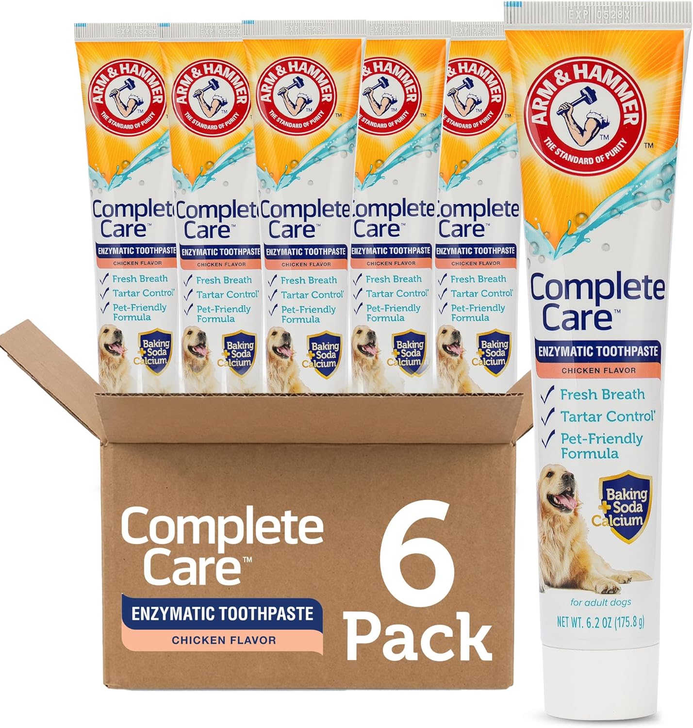 Arm & Hammer Complete Care Enzymatic Dog Toothpaste with Baking Soda and Calcium, Fluoride-Free Chicken Flavor for Plaque, Tartar, and Fresh Breath, 6.2 Oz Value Size - Image 11