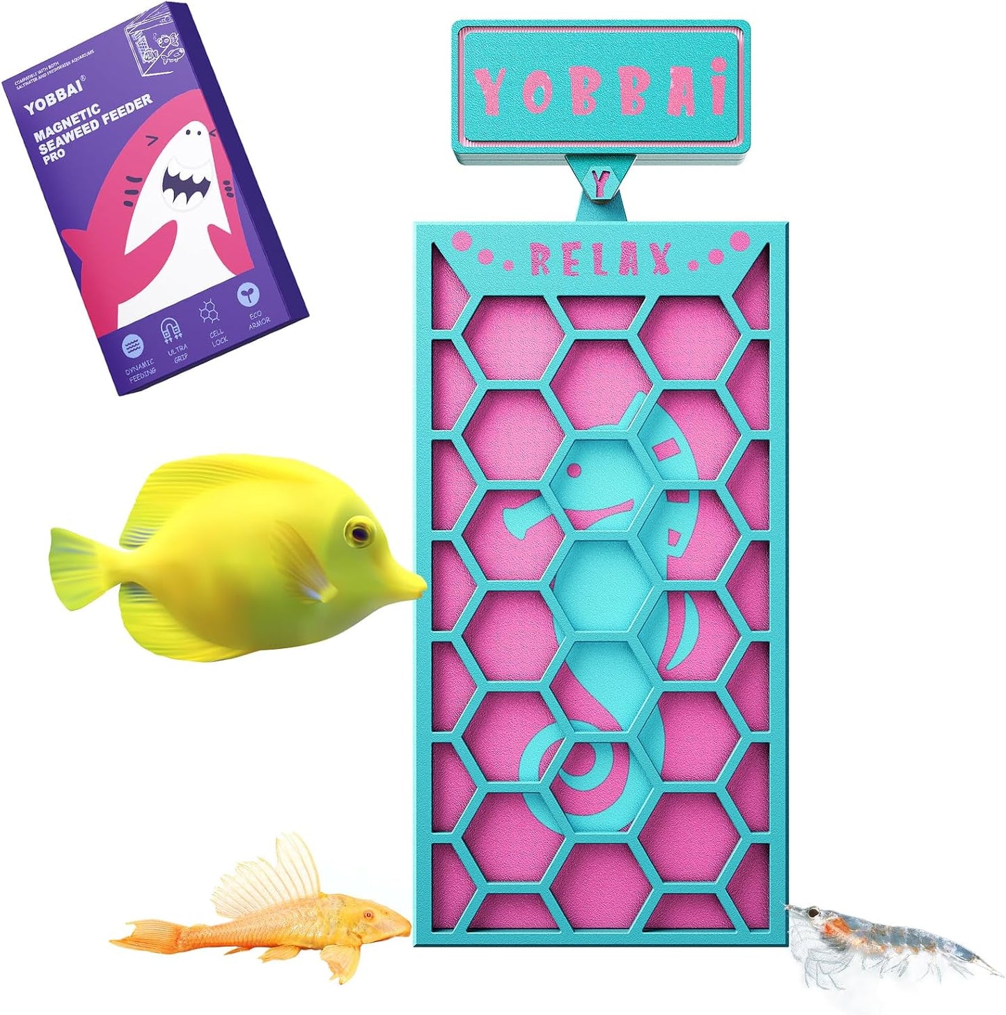 YOBBAI Magnetic Seaweed Feeder, Swinging Motion Nori Feeder, Seaweed Clip for Tangs Angels Freshwater and Shrimp Tanks (Green & Purple) - Image 10