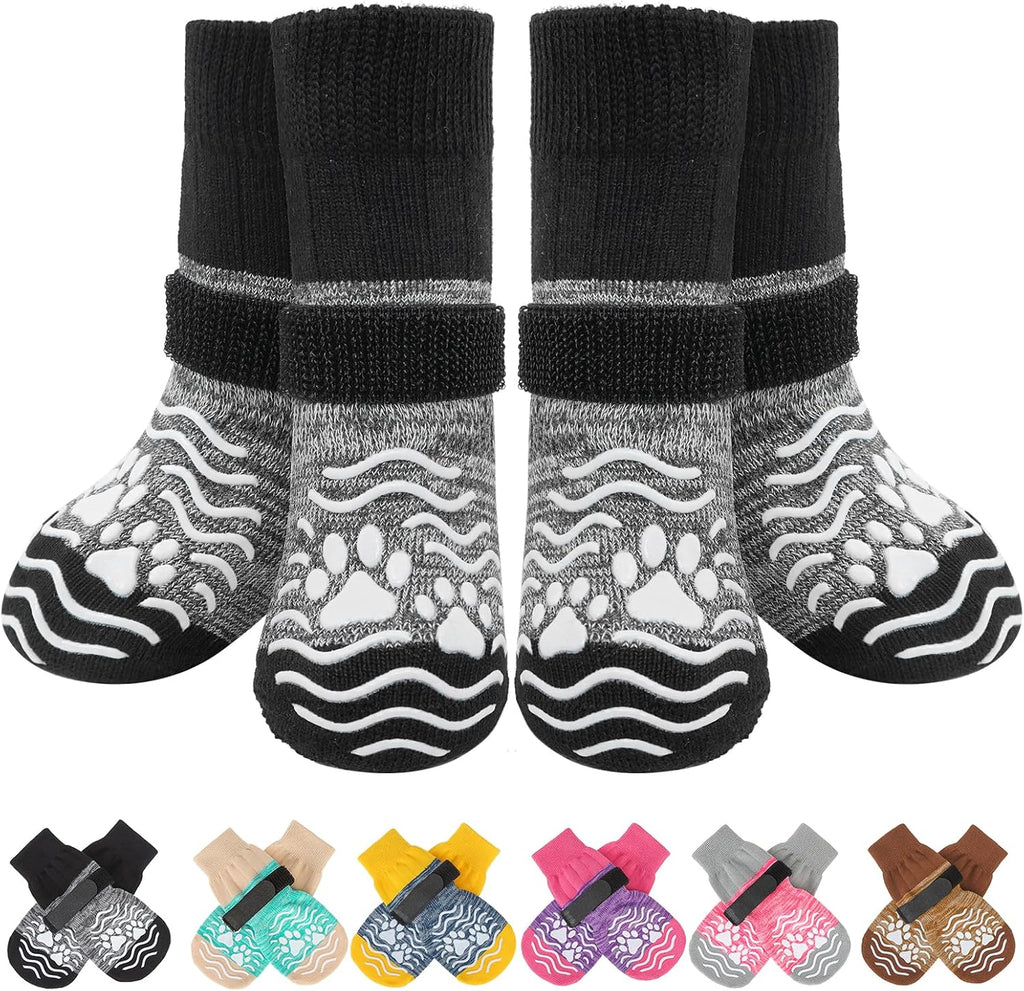PUPTECK Anti Slip Dog Socks, Shoes with Grippers to Prevent Licking Hardwood Floors Traction, Rubber Boots & Paw Protectors for Small Medium Large Dogs Cold/Hot Pavement, Senior Dogs Booties Khaki - Image 11