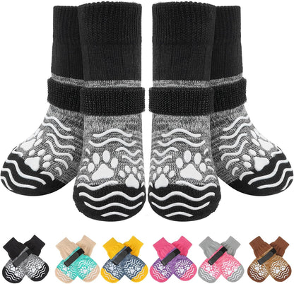 PUPTECK Anti Slip Dog Socks, Shoes with Grippers to Prevent Licking Hardwood Floors Traction, Rubber Boots & Paw Protectors for Small Medium Large Dogs Cold/Hot Pavement, Senior Dogs Booties Khaki - Image 11