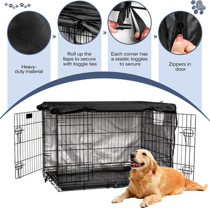 Kefit black dog crate cover elastic corner toggle attachment close up