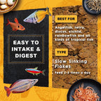 Slow sinking aquarium fish flakes packed with real sword shrimp protein
