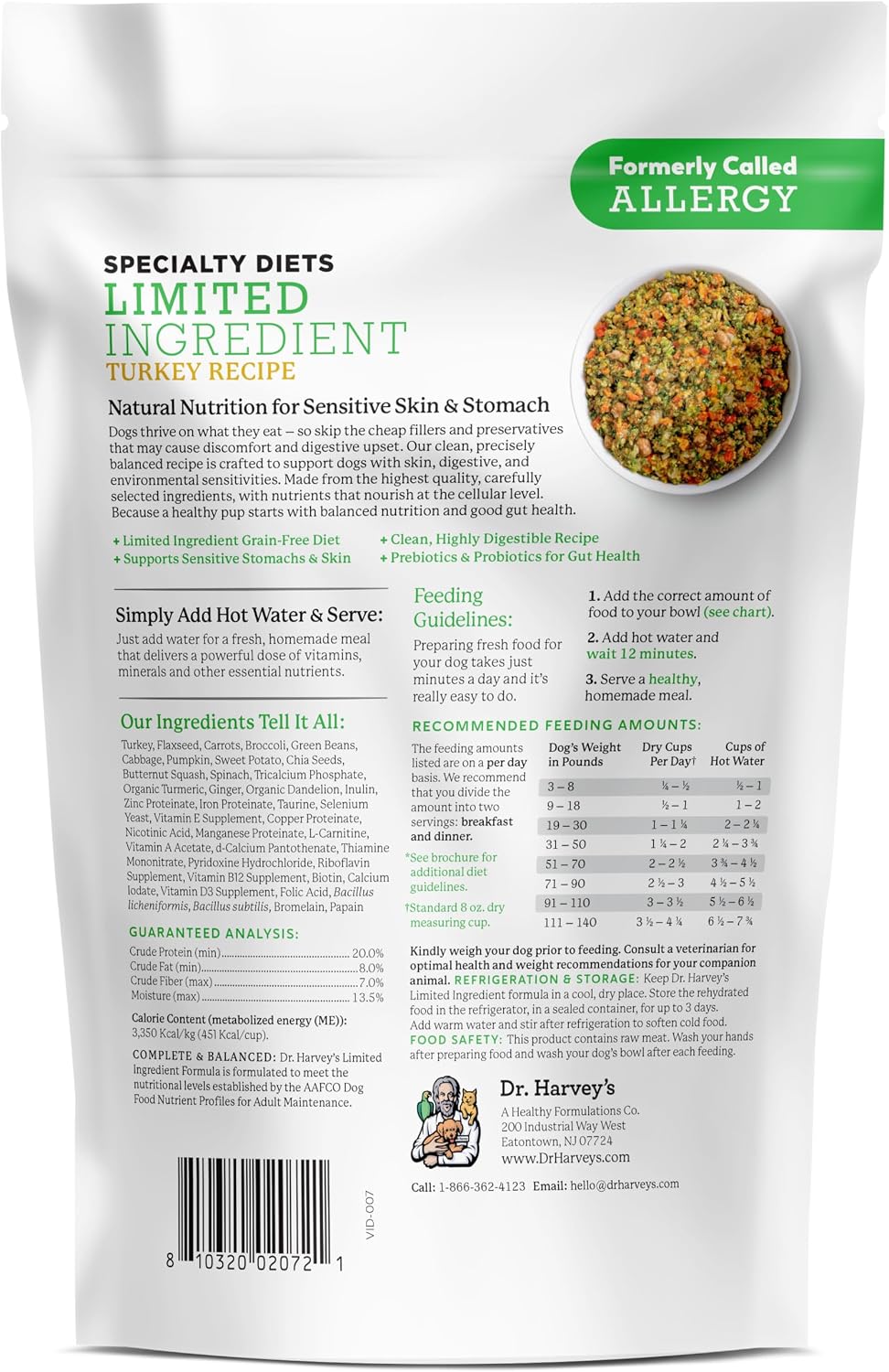 Small bag of premium imported USA dog food for sensitive dogs