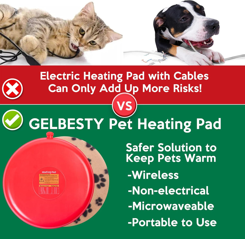 Gelbesty waterproof cordless pet warmer packaging box with clear safety and microwave heating guidelines