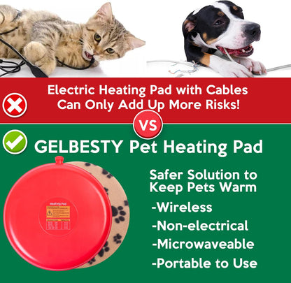 Gelbesty waterproof cordless pet warmer packaging box with clear safety and microwave heating guidelines