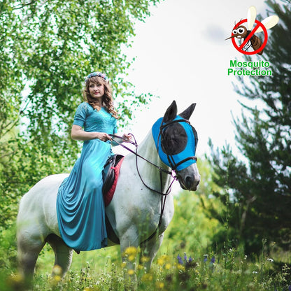 Horse fly mask with ears showing UV protection mesh