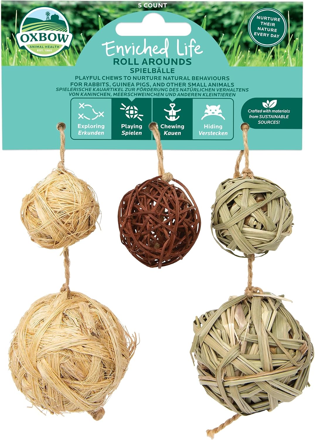 Oxbow Enriched Life Natural Dangly Party Pack, Rabbit Toys, Guinea Pig Toys, Enrichment for Bunny, Guinea Pig, Hamster Stuff, Rabbit Enrichment, Chinchilla, Rat, Chinchilla Cage Accessories - Image 11