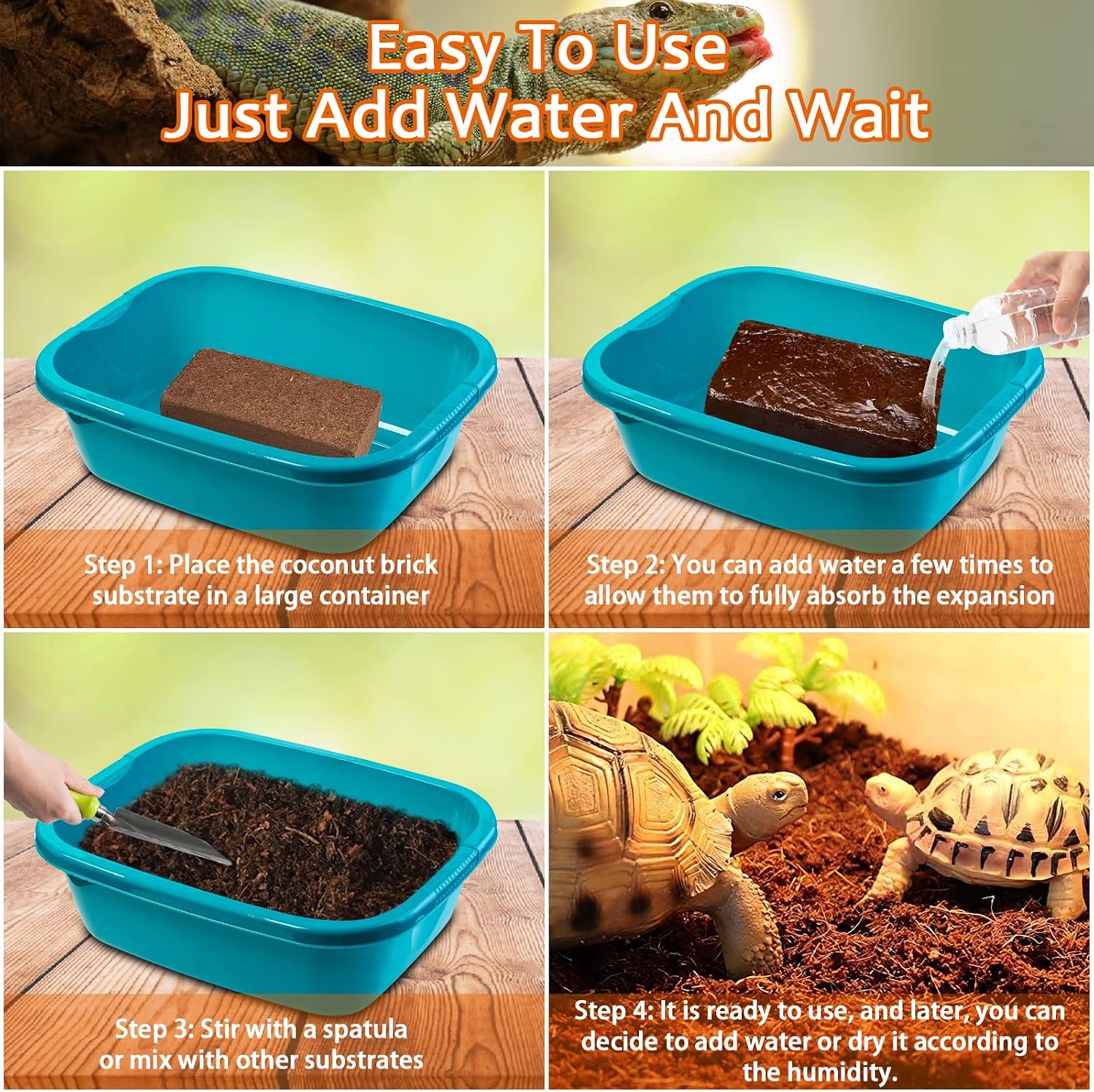 Soft natural coconut soil bedding spread evenly inside a tropical reptile terrarium