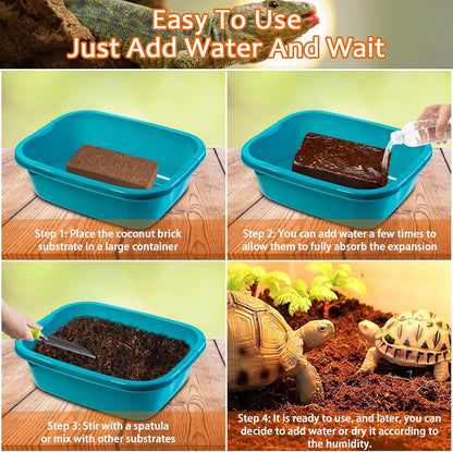 Soft natural coconut soil bedding spread evenly inside a tropical reptile terrarium