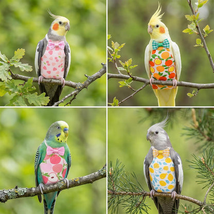 Four pack of pet bird diapers suitable for cockatiels and budgies displayed flat
