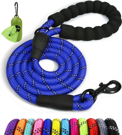 Taglory Rope Dog Leash 6 FT with Comfortable Padded Handle, Highly Reflective Threads Leash and Anti-Tangle Clip for Walking Medium Large Dogs, 1/2 inch, Black - Image 11