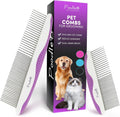 POODLIE Poodle Pet Dog Combs front view of the two pack purple grooming tools with stainless steel teeth