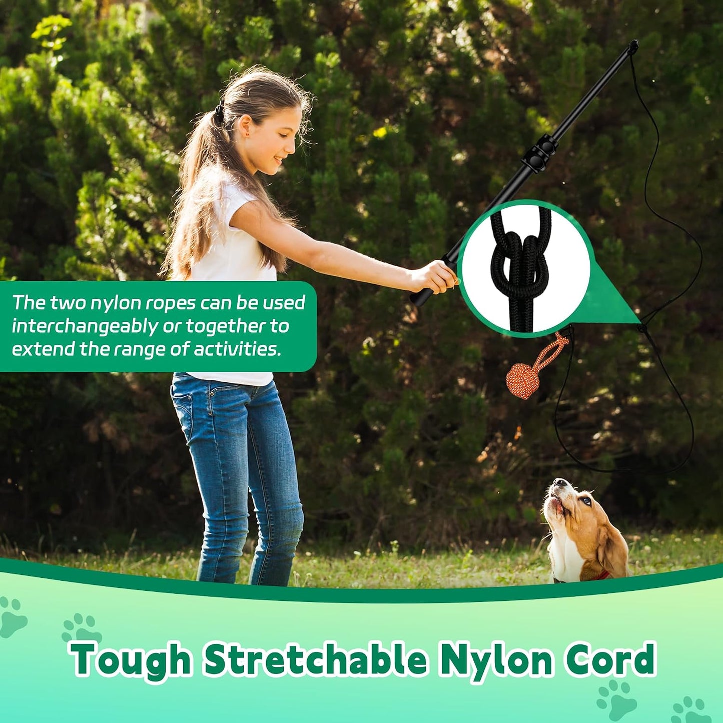 Flirt Pole for Dogs, Interactive Toys Tug-of-war for Pet, Durable Teaser Wand, Chase Toys with Rope Chewing Sticks, for Outdoor Exercise & Training - Image 9