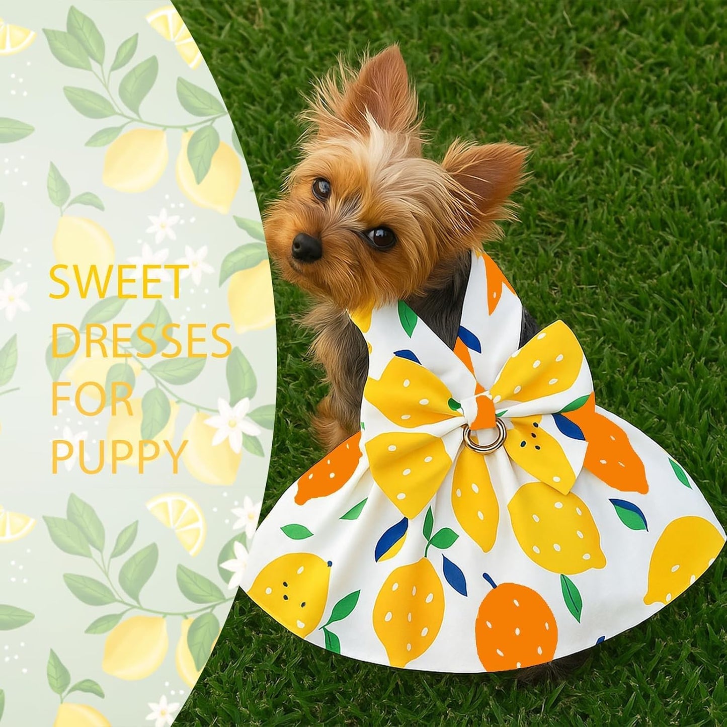 Dog Dress Bowknot Harness Leash Set for Small Girl Dogs Pink Floral Dog Cat Clothes Cute Puppy Outfits Pet Clothes Spring Summer Breathable Dresses(Samll) - Image 13