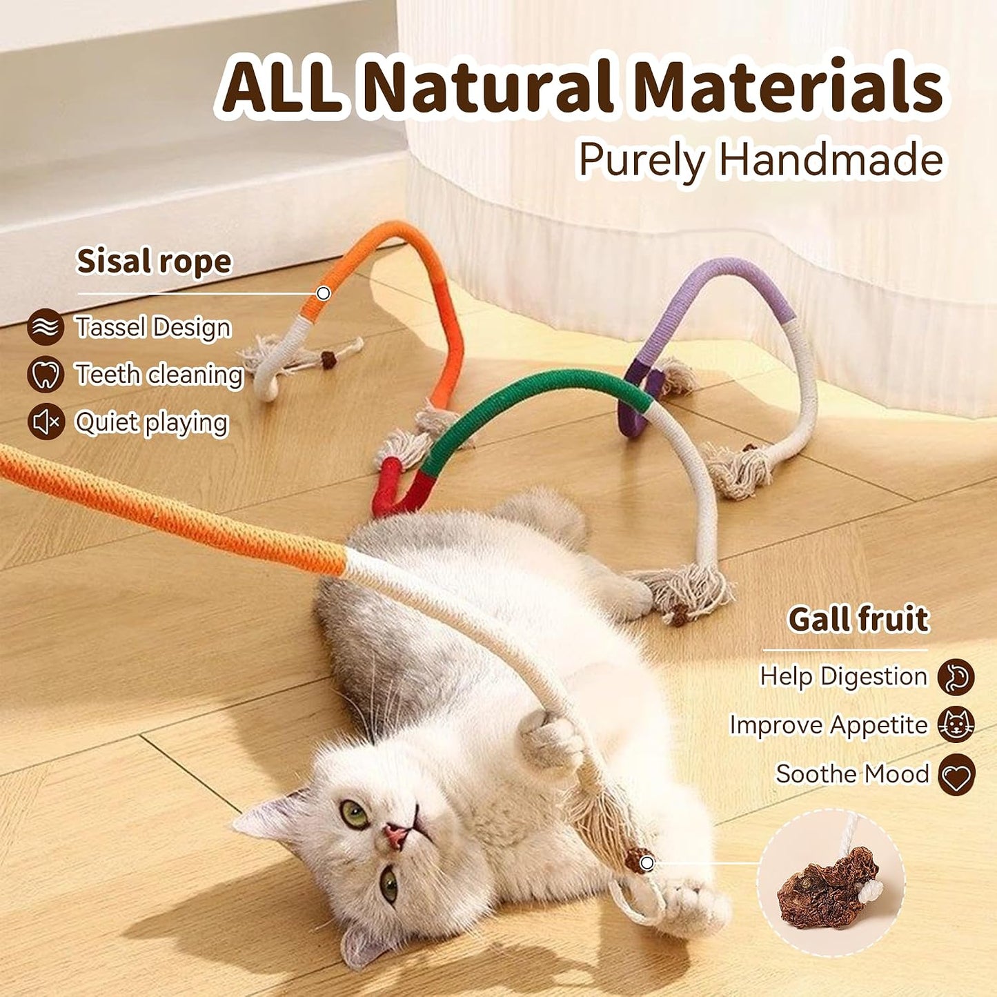 Natural silvervine stick with gall fruit for indoor cats