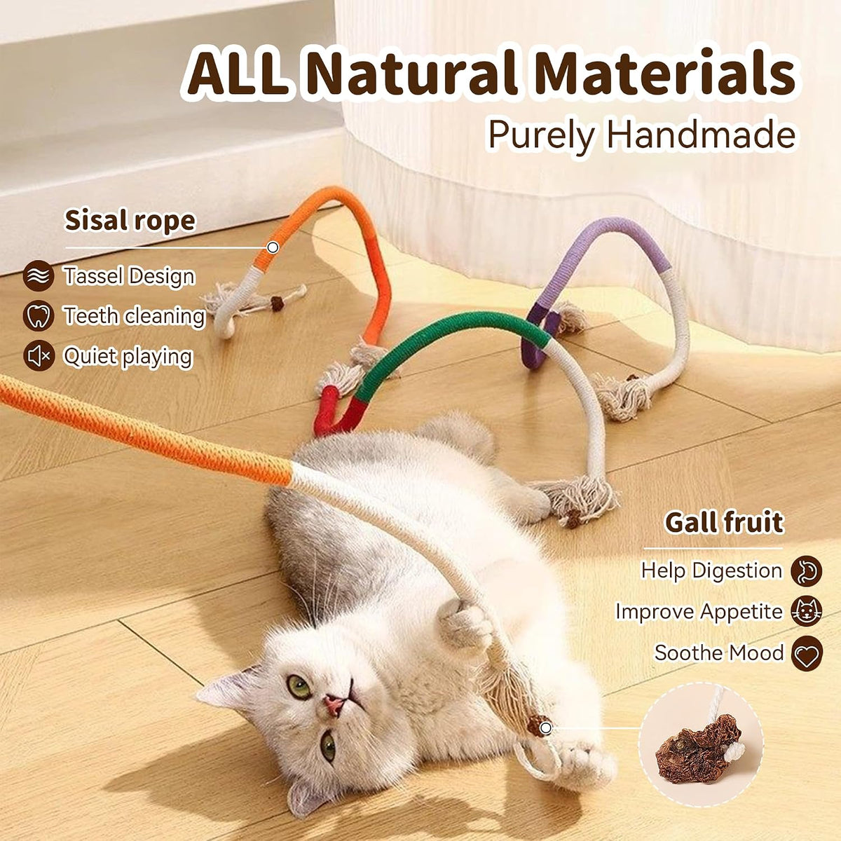 Natural silvervine stick with gall fruit for indoor cats