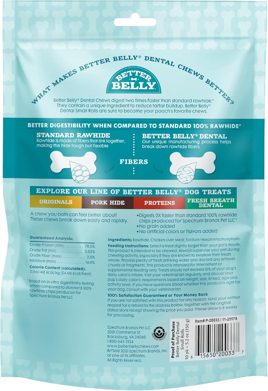 Better Belly dog dental rolls ten count pack imported for Indian pet care