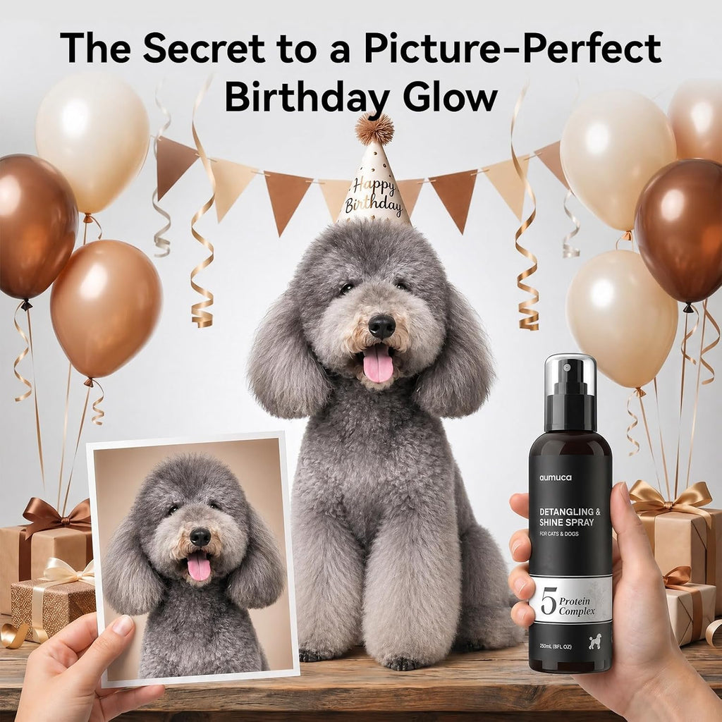 Aumuca imported authentic pet shine spray for comprehensive home pet grooming.