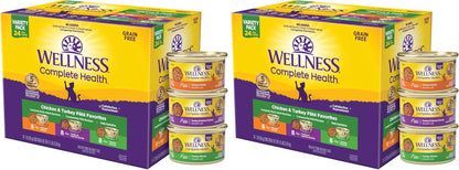 Wellness Complete Health Pate Variety Pack Adult Canned Wet Cat Food, Natural, Protein Rich, Grain Free, Chicken and Turkey Favorites, 3 oz, Pack of 24 Cans - Image 11
