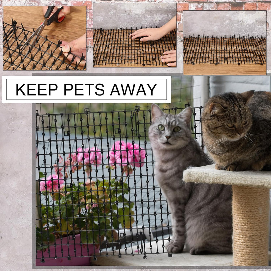 Outdoor garden application of Abbylike cat repellent spikes