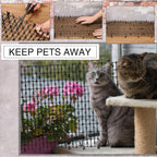 Outdoor garden application of Abbylike cat repellent spikes