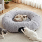 BUMUBI extra large cat tunnel front view showing the spacious grey interior