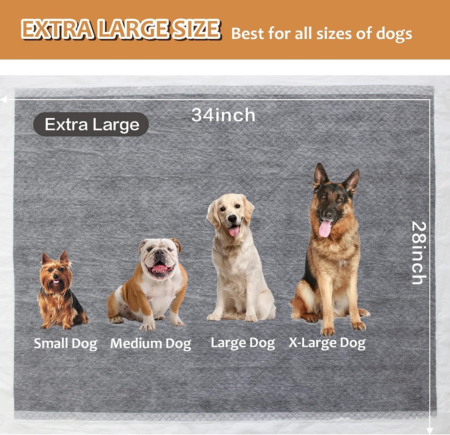 Side angle view of the diamond quilted surface on the disposable pet training pads.