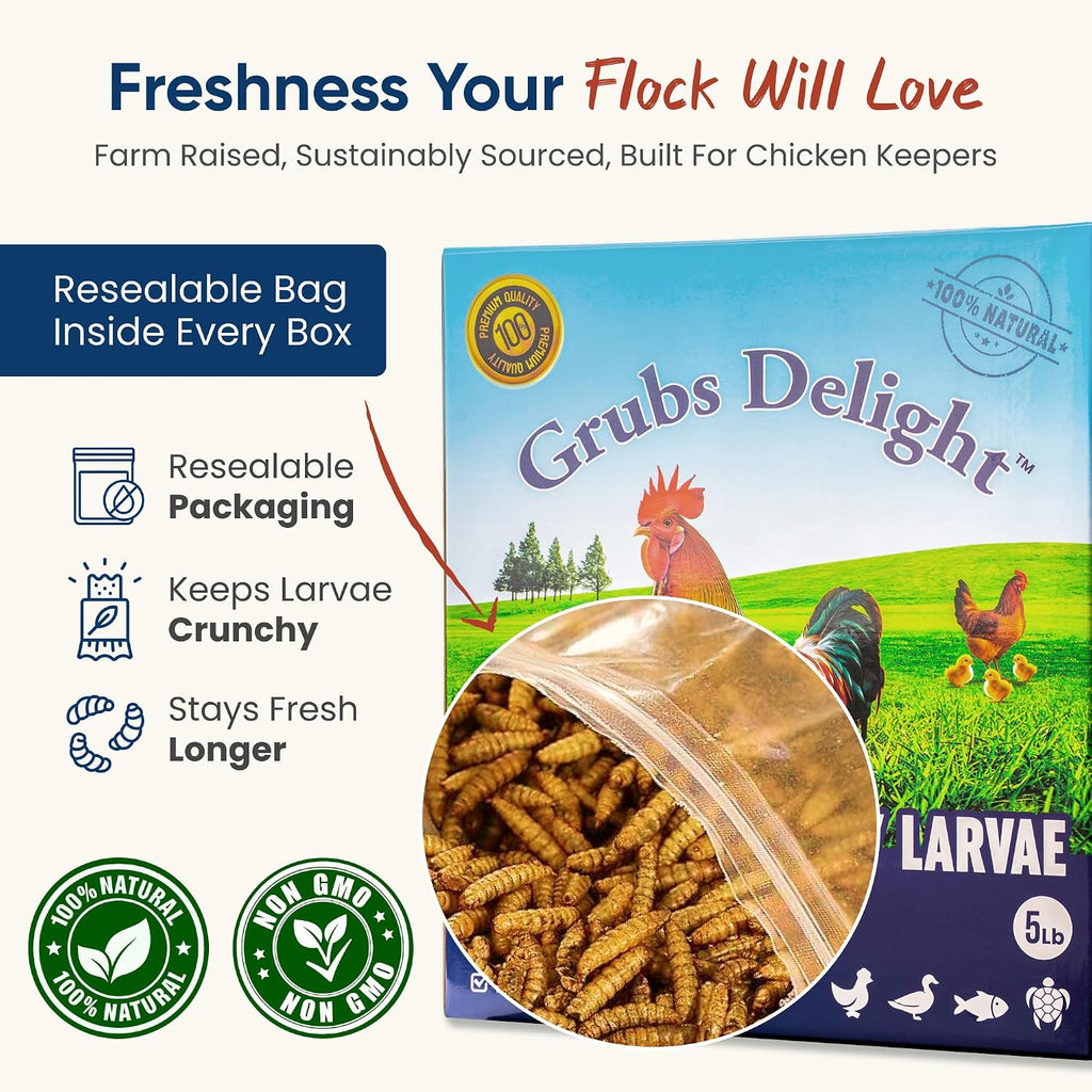 Nutritional label of Grubs Delight natural poultry supplement