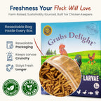 Nutritional label of Grubs Delight natural poultry supplement