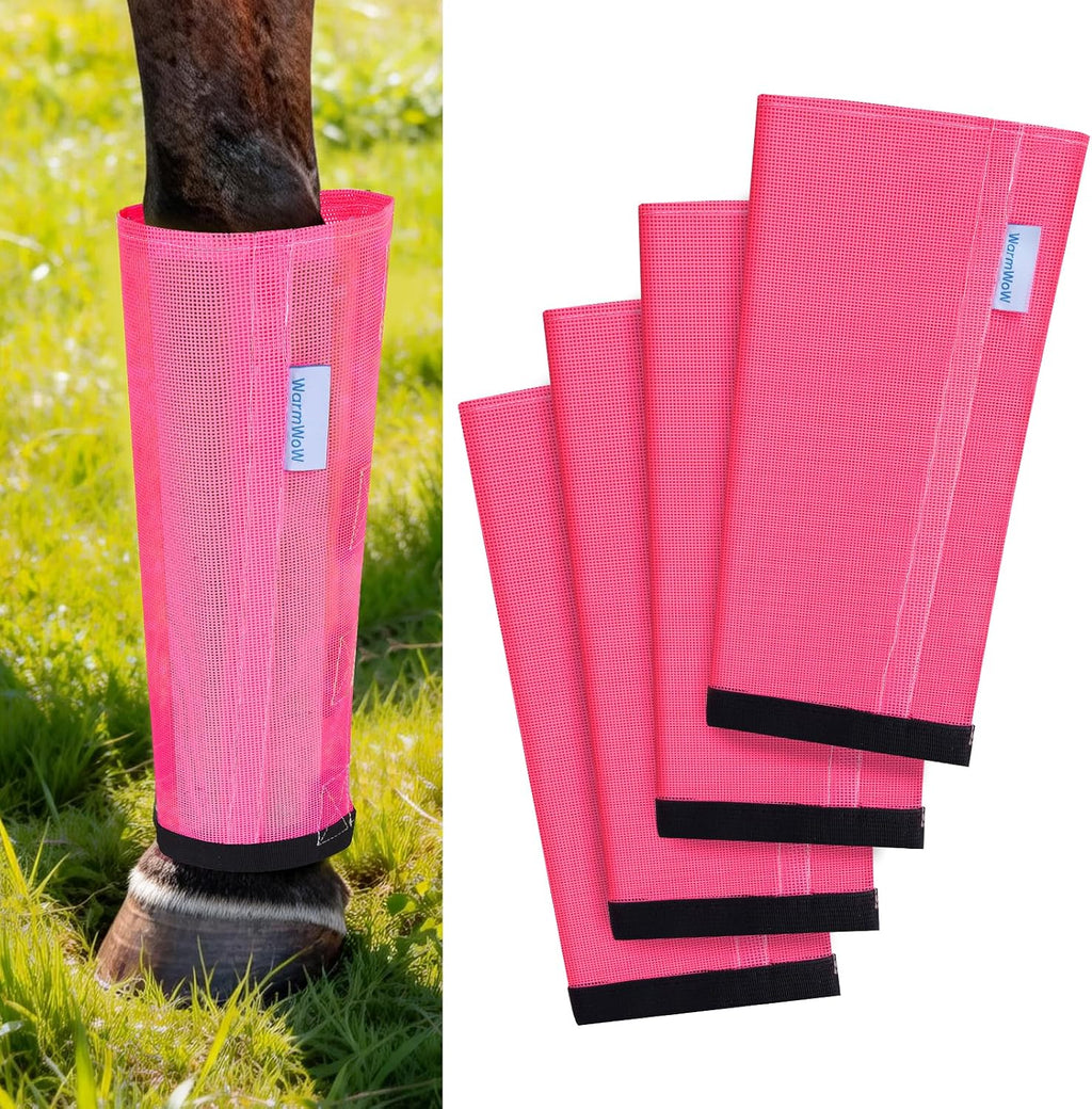 Fly Boots for Horses Set of 4, Loose Fitting Mesh Horse Fly Boots Leggings, Reduce-Stomping Adjustable Equine Leg Wraps & Socks, Stay Up Not Sag, No Rub (Pink) - Image 12